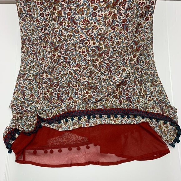 Talitha Silk Maxi Dress Medium Floral Boho Hand Beaded Pom Pom Hemline - Picture 8 of 16